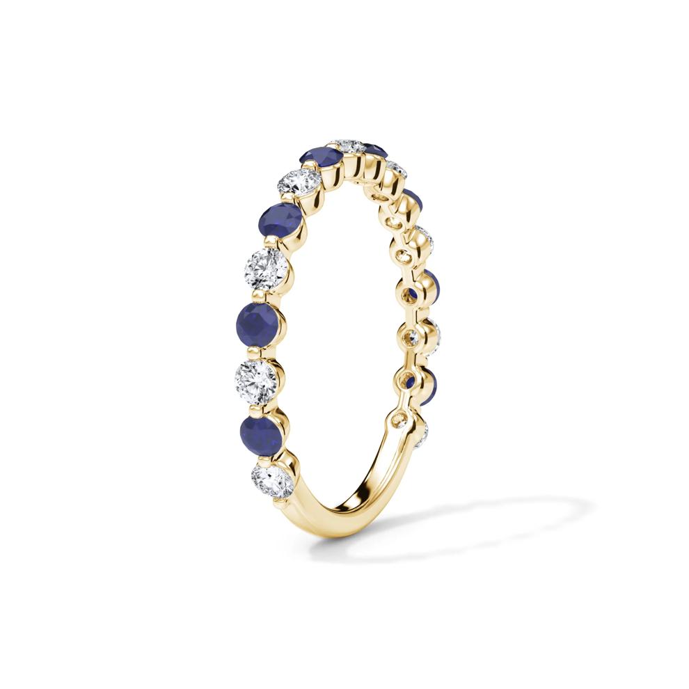 Lab Grown Diamond  &amp; Lab-Created Sapphire Half Eternity Anniversary Band in 14K Yellow Gold (1/3 ct. tw.) – Image 3 of 4
