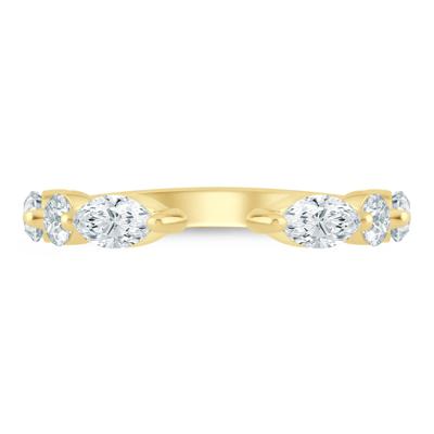 Lab Grown Diamond Round & Marquise Open Anniversary Band in 14K Yellow Gold (1 ct. tw.)