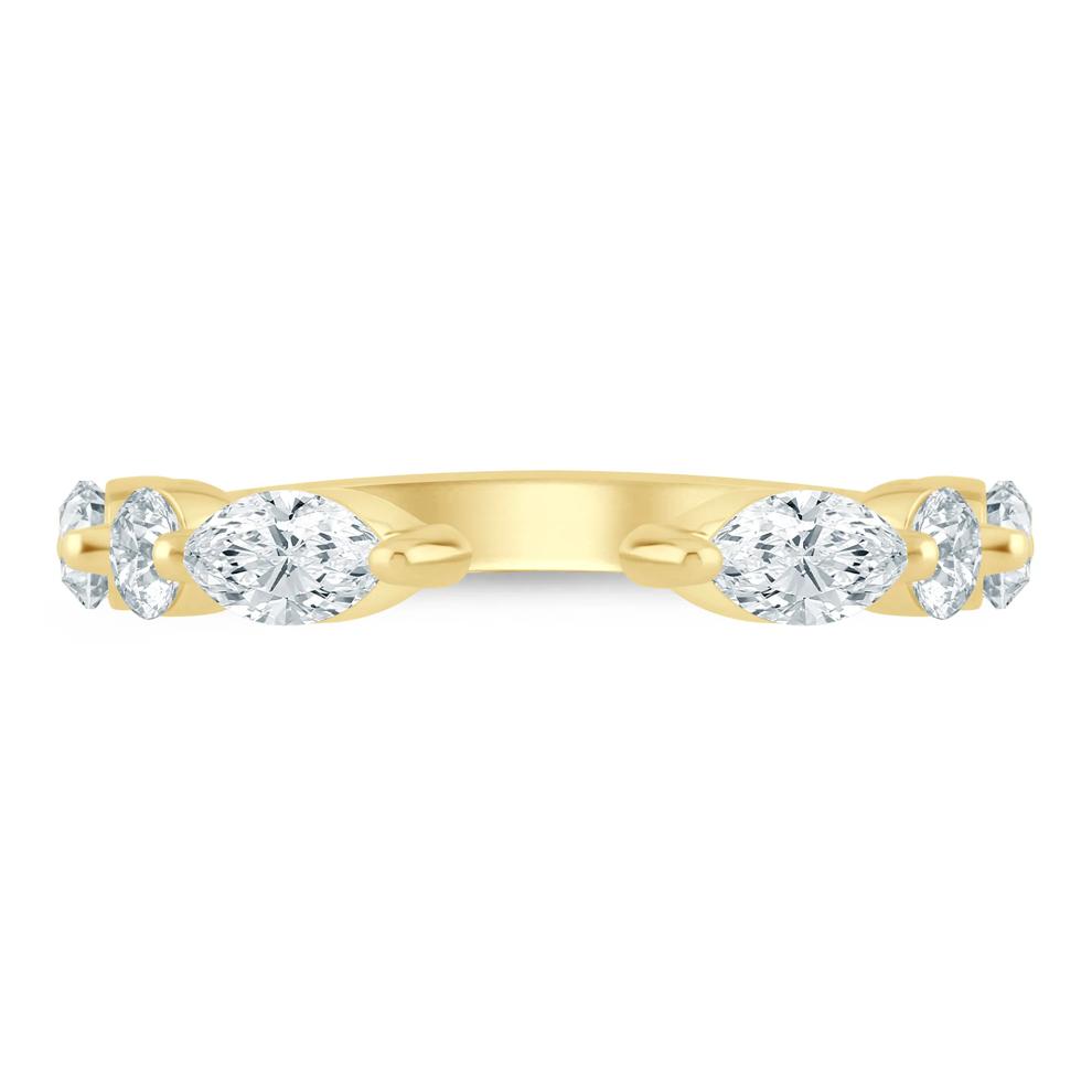 Lab Grown Diamond Round &amp; Marquise Open Anniversary Band in 14K Yellow Gold (1 ct. tw.) – Image 1 of 3