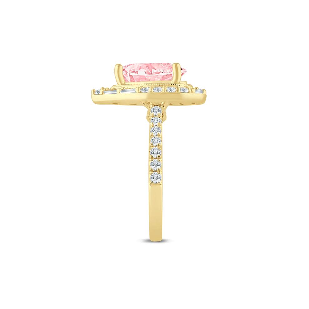 Colette Lab Grown Diamond Pink Pear-Shaped Halo Engagement Ring in 14K Yellow Gold (2 ct. tw.) – Image 3 of 3