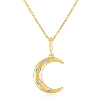Diamond Accent Moon Pendant in 10K Yellow Gold