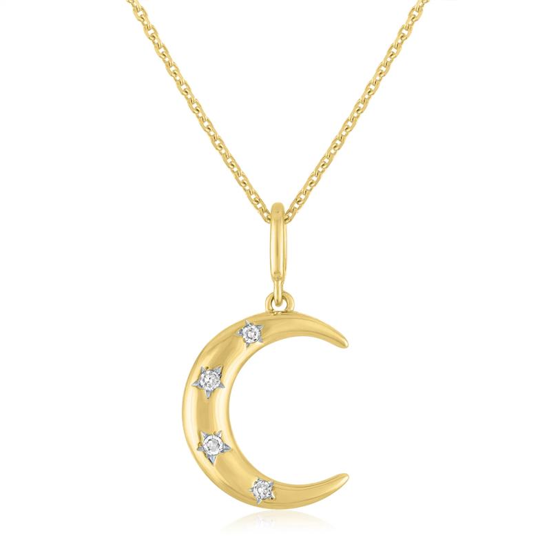 Diamond Accent Moon Pendant in 10K Yellow Gold – Image 1 of 3