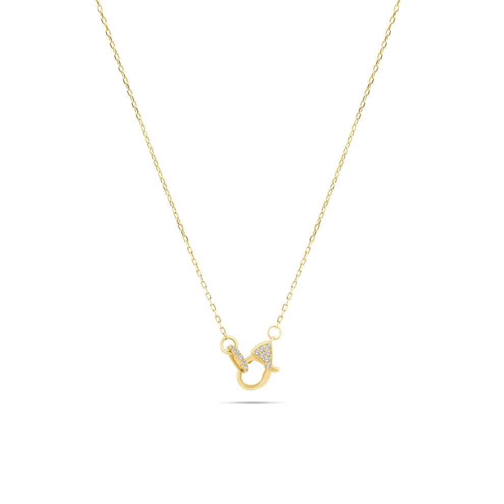 Diamond Lobster Clasp Necklace in 10K Yellow Gold (1/10 ct. tw.) – Image 1 of 3