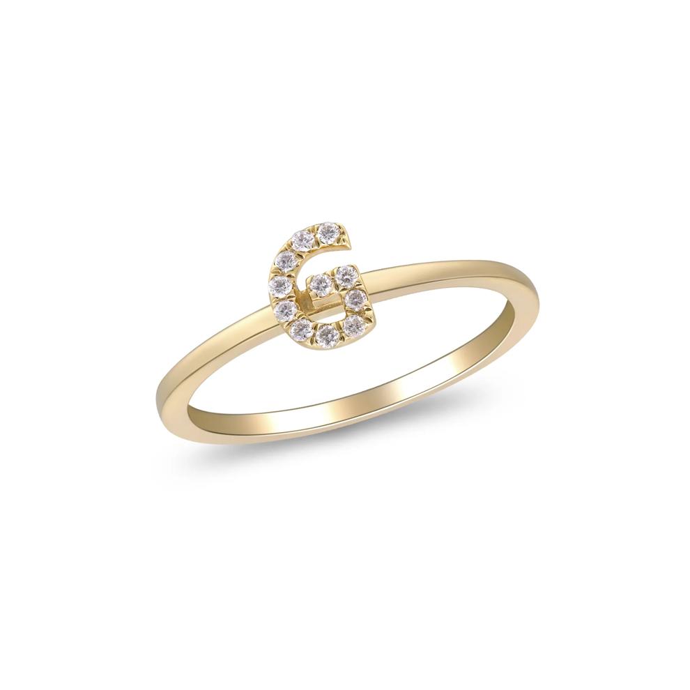 Diamond Accent "G" Initial Ring in 10K Yellow Gold – Image 4 of 5