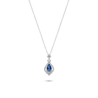 Blue Sapphire & 1/5 ct. tw. Diamond Pendant in 10K White Gold