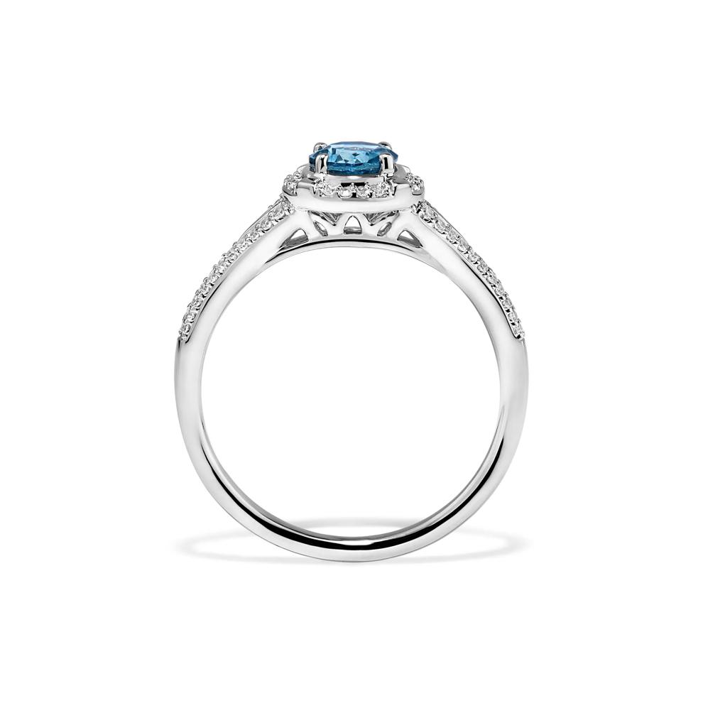 Montana Blue Sapphire &amp; Diamond Halo Ring in 10K White Gold (1/7 ct. tw.) – Image 2 of 4