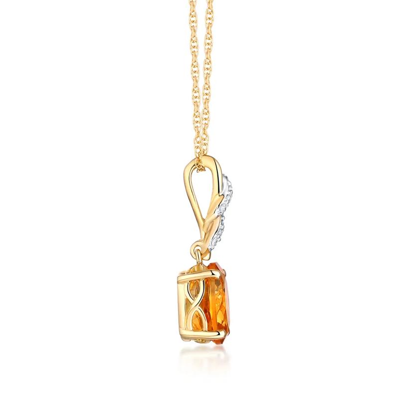 Citrine &amp; Diamond Pendant in 10K Yellow Gold – Image 2 of 3