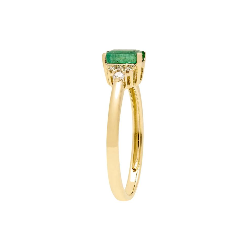 Emerald &amp; Diamond Ring in 10K Yellow Gold – Image 3 of 3