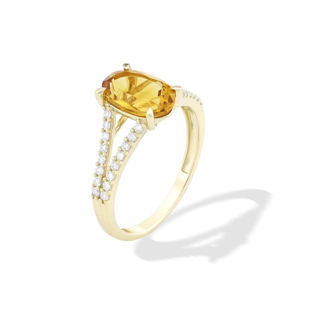 Citrine &amp; Diamond Ring in 10K Yellow Gold (1/4 ct. tw.) – Image 4 of 4