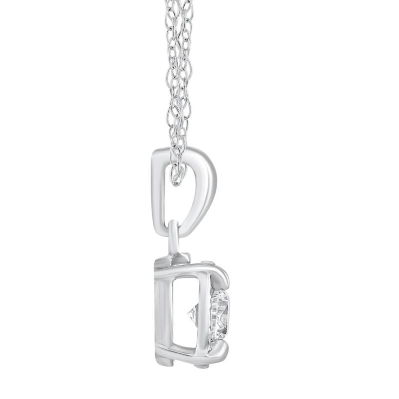 Oval Diamond Pendant in 10K White Gold &#40;1/8 ct. tw.&#41; – Image 2 of 3