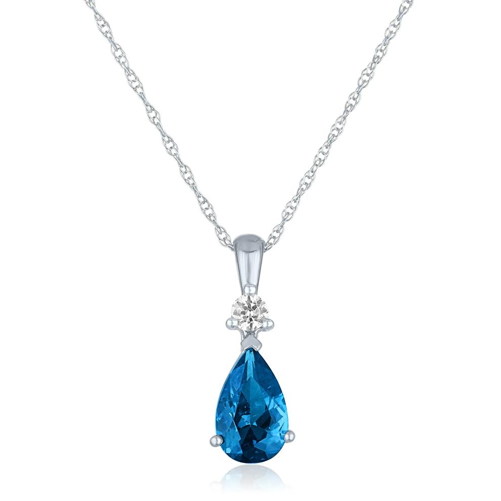 Topaz and Lab-Created White Sapphire Pendant in 10K White Gold – Image 1 of 3