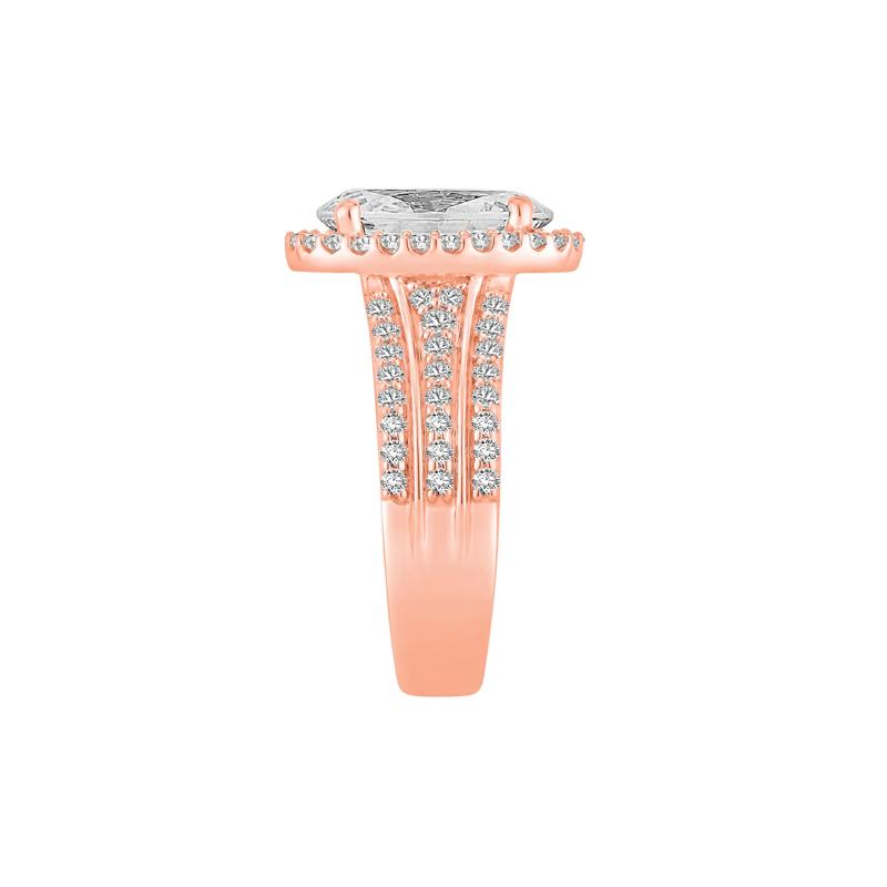 Lab Grown Diamond Oval Halo Engagement Ring in 14K Rose and White Gold &#40;4 1/4 ct. tw.&#41; – Image 3 of 4