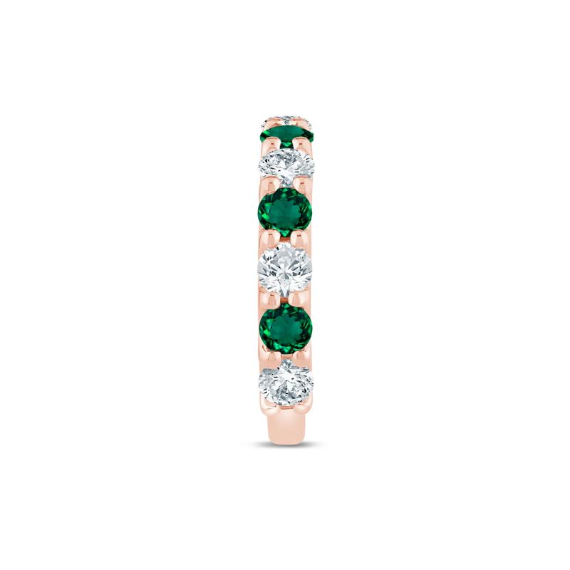 Lab Grown Diamond and Lab-Created Emerald Anniversary Band in 14K Rose Gold &#40;1 ct. tw.&#41; – Image 3 of 3