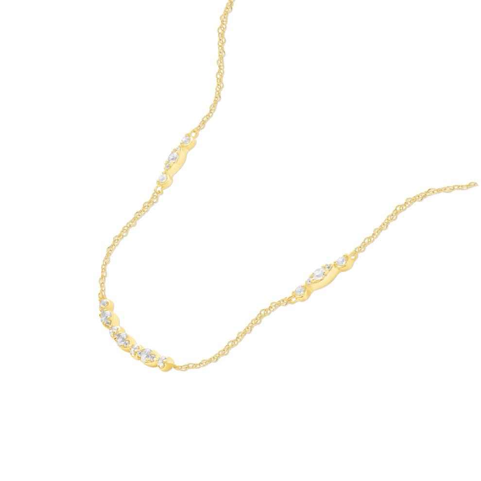 Diamond Round Faux Marquise Necklace in 10K Yellow Gold (1/4 ct. tw.) – Image 4 of 4