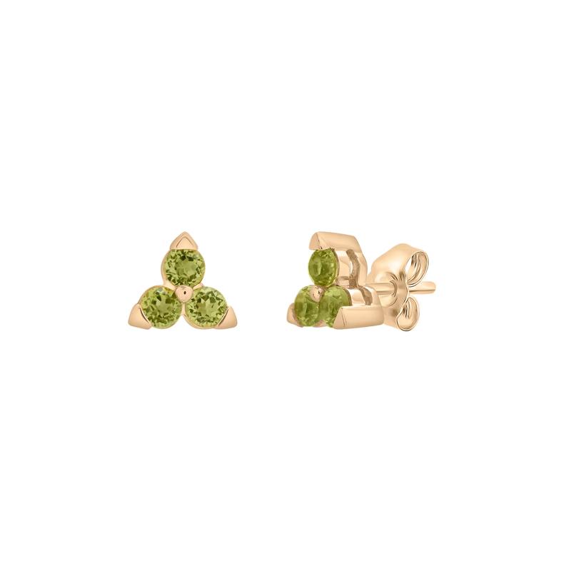 Three-Stone Peridot Stud Earrings in 10K Yellow Gold – Image 1 of 1