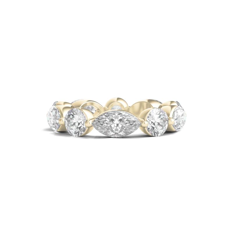 Marquise and Round-Cut Lab Grown Diamond Eternity Band in 14k Yellow Gold &#40;5 ct. tw.&#41; – Image 2 of 3