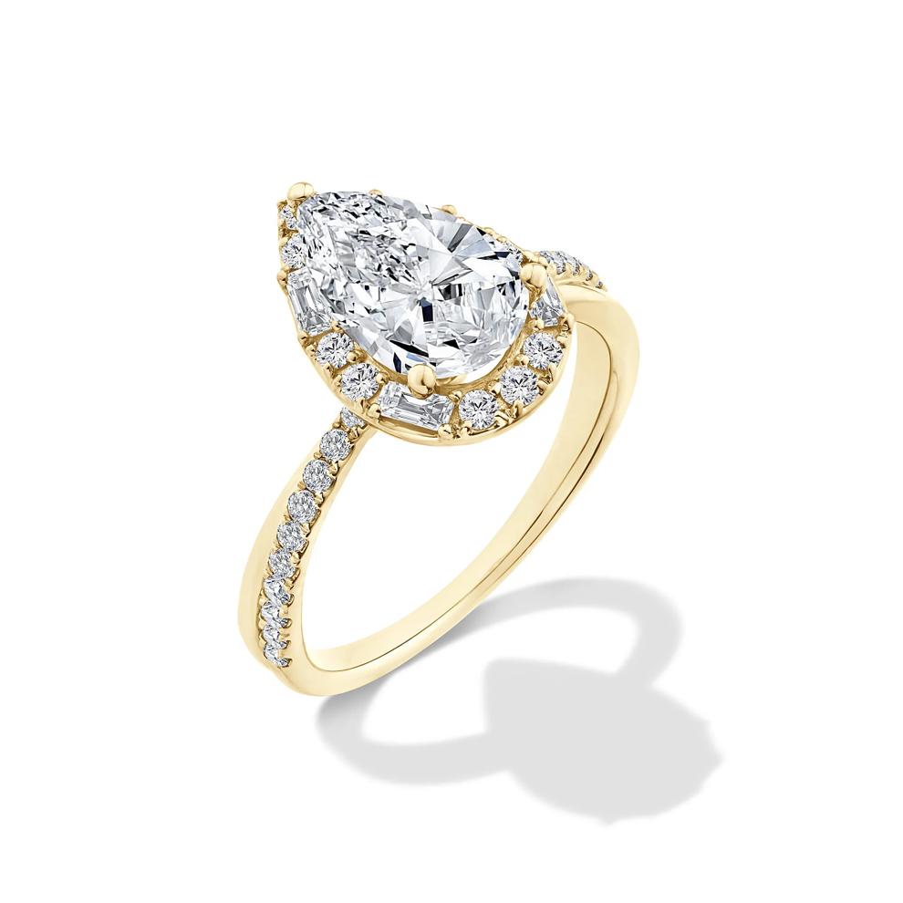Lab Grown Diamond Pear-Shaped Halo Engagement Ring in 14K Yellow Gold (2 1/2 ct. tw.) – Image 4 of 4