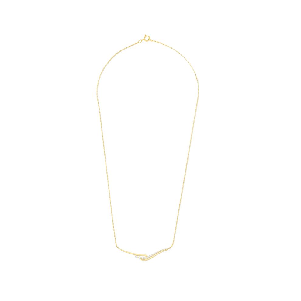 Diamond Crossover Necklace in 10K Yellow Gold (1/5 ct. tw.) – Image 3 of 4