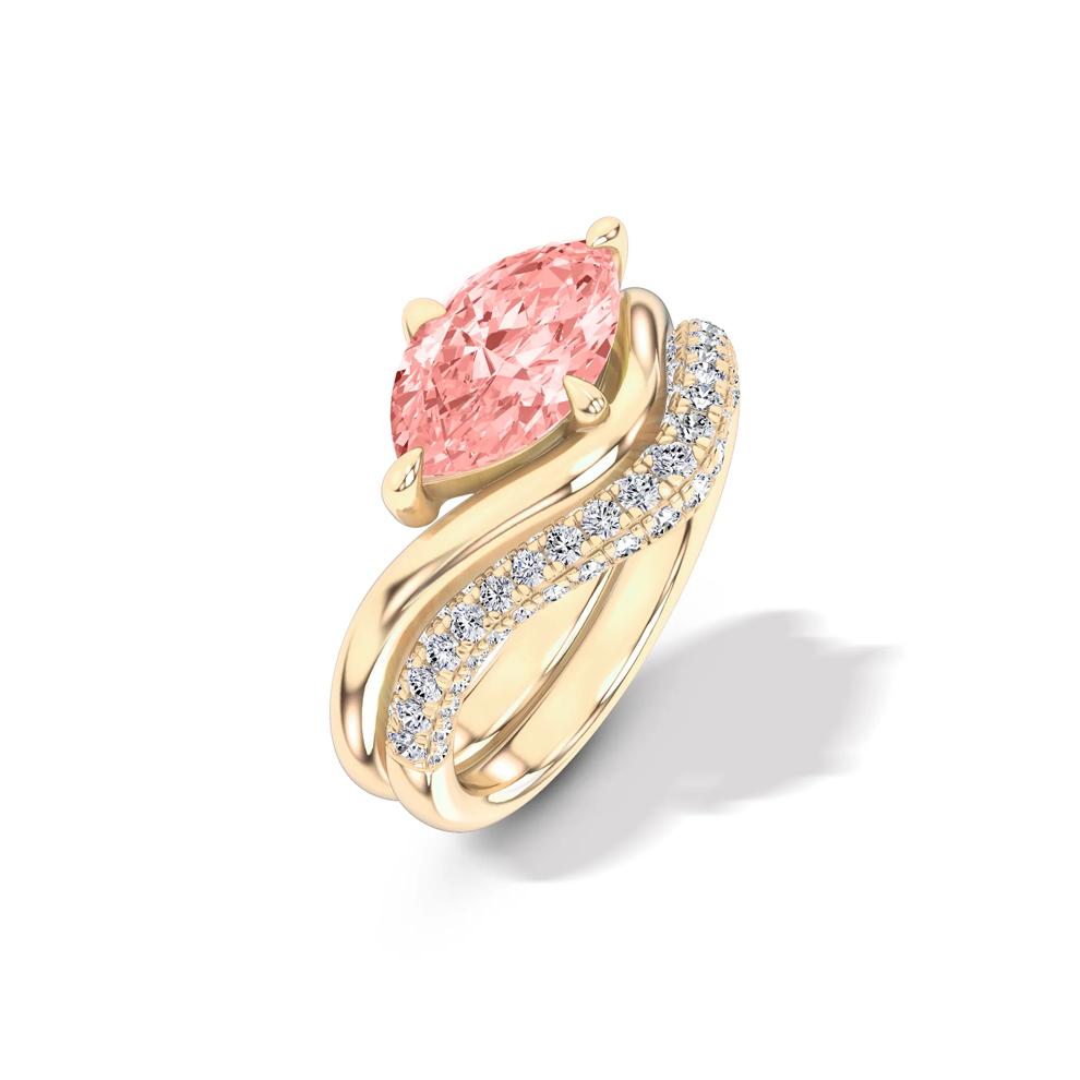 Lab Grown Diamond Pink Marquise Engagement Set in 14K Yellow Gold (2 5/8 ct. tw.) – Image 4 of 4