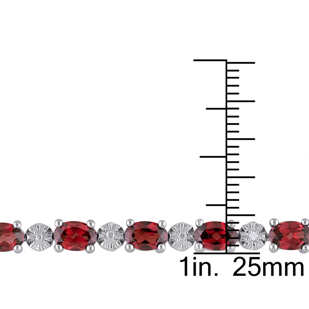 Garnet and Diamond Accent Bracelet in Sterling Silver – Image 3 of 5