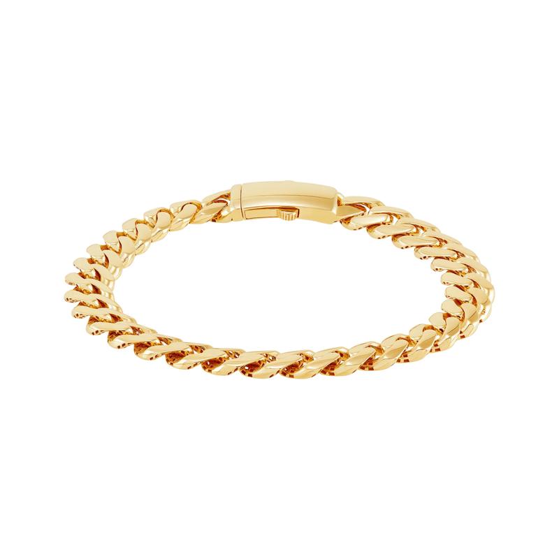 Polished Curb Bracelet in 14K Yellow Gold, 7.75MM, 7.5&quot; – Image 1 of 2