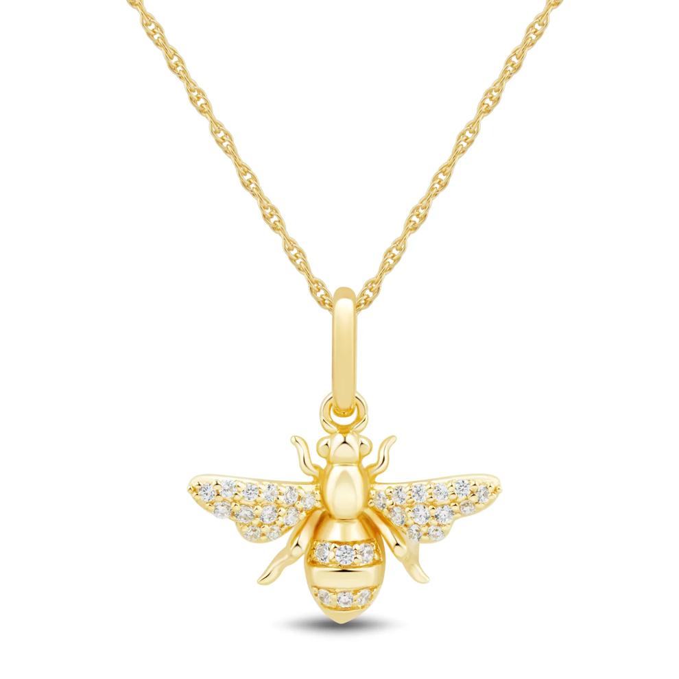 Diamond Bee Pendant in 10K Yellow Gold (1/10 ct. tw.) – Image 1 of 3