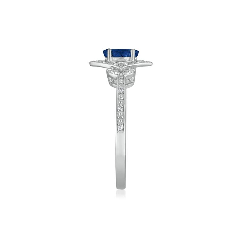 Marquise Blue Sapphire &amp; Diamond Ring in 14K White Gold – Image 3 of 3
