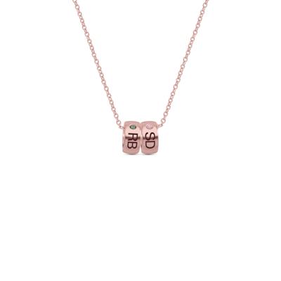 Personalized Two-Bead Engravable Initial Lab-Created Gemstone Charm in 10K White Gold