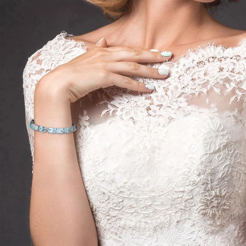 Sky-Blue Topaz Tennis Bracelet in Sterling Silver – Image 4 of 5