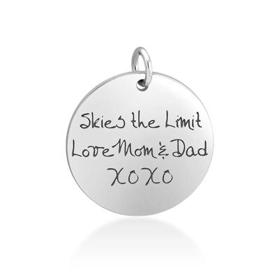 Personalized Polished Handwriting Disc Pendant