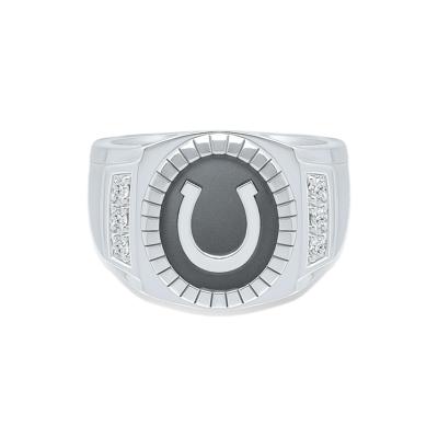 Men's Diamond Horseshoe Ring in Black Rhodium Sterling Silver (1/5 ct. tw.)