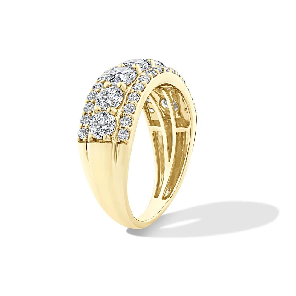 Lab Grown Diamond Round Center Multi-Row Band in 10K Yellow Gold (2 ct. tw.) – Image 3 of 4