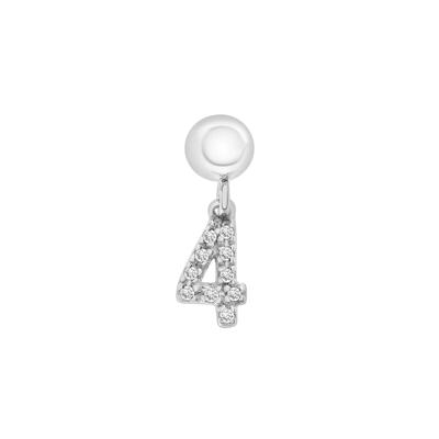 Diamond Accent  Number 4 Bead Charm in Sterling Silver