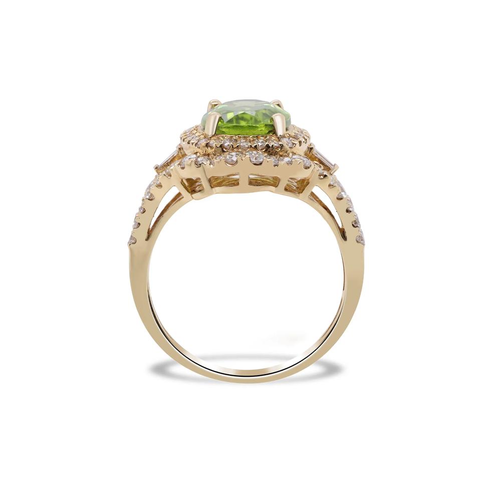 Oval Peridot &amp; Diamond Halo Ring in 14K Yellow Gold (1 ct. tw.) – Image 2 of 4