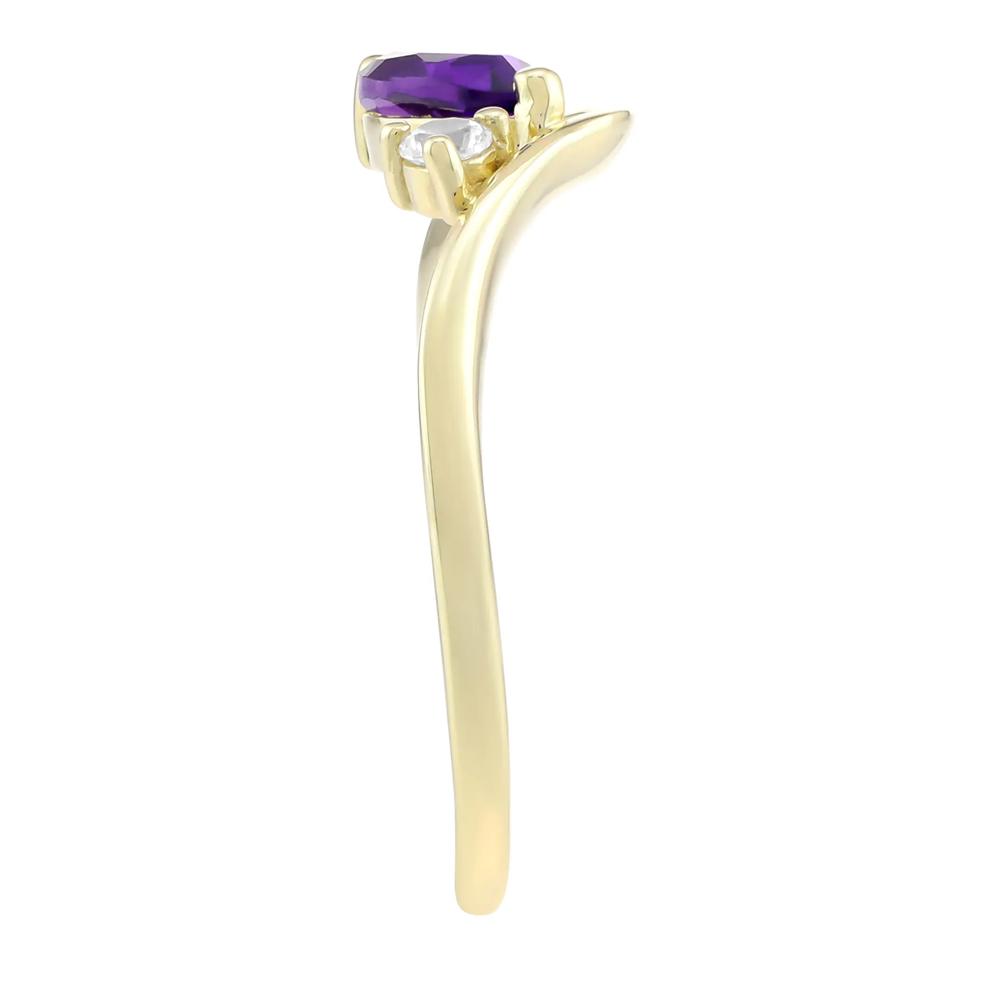 Amethyst &amp; Lab-Created White Sapphire Ring in 10K Yellow Gold – Image 3 of 3