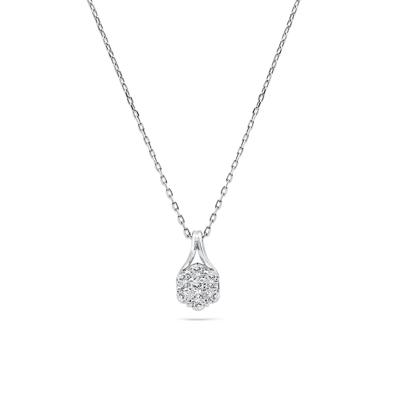 Lab Grown Diamond Seven-Stone Cluster Pendant Necklace in 10K White Gold (1/2 ct. tw.)