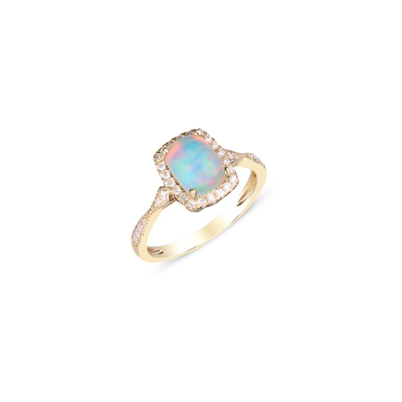 Opal and Diamond Ring in 10K Yellow Gold &#40;1/5 ct. tw.&#41; – Image 4 of 5