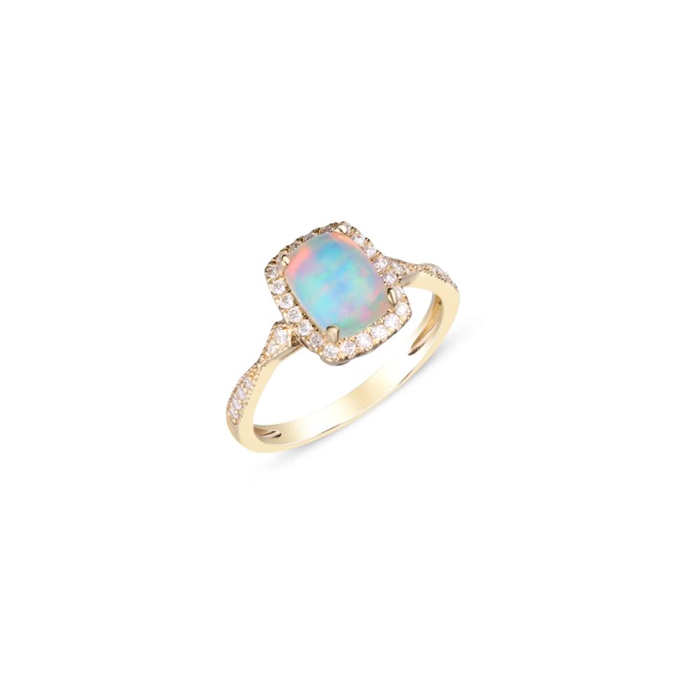 Opal and Diamond Ring in 10K Yellow Gold (1/5 ct. tw.) – Image 4 of 5