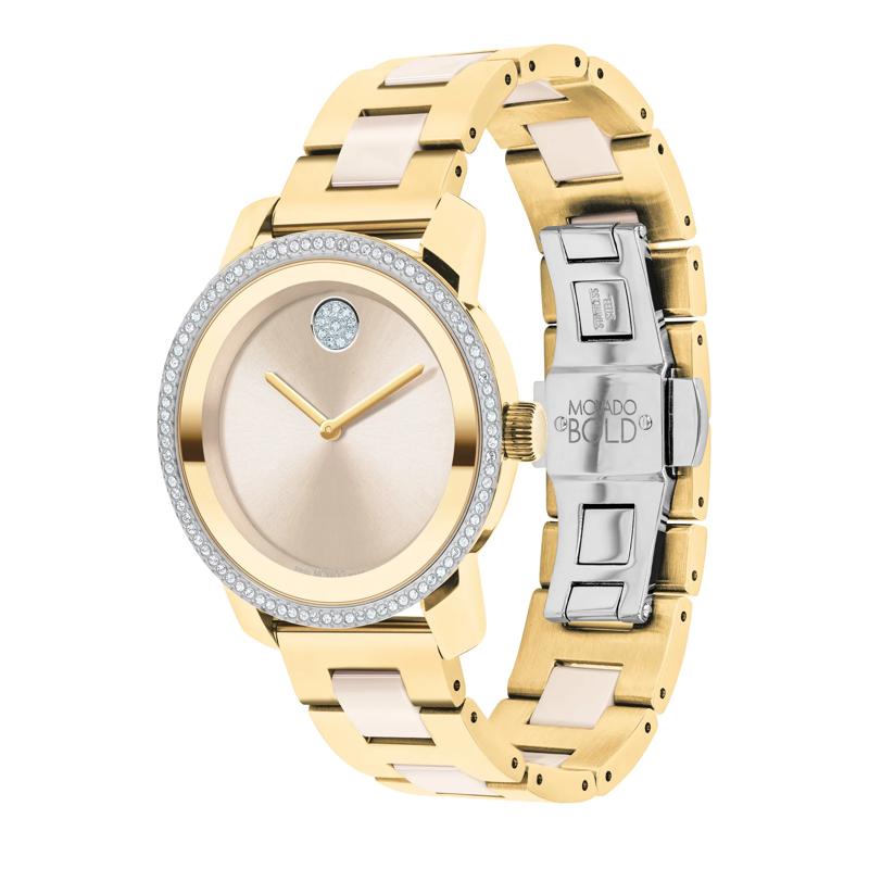 Ladies&rsquo; Ceramic Dress Watch in Gold Ion-Plated Stainless Steel – Image 2 of 3