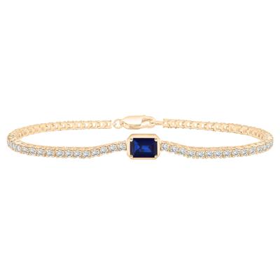 Lab-Created Blue Sapphire and Lab-Created White Sapphire Bracelet in Vermeil