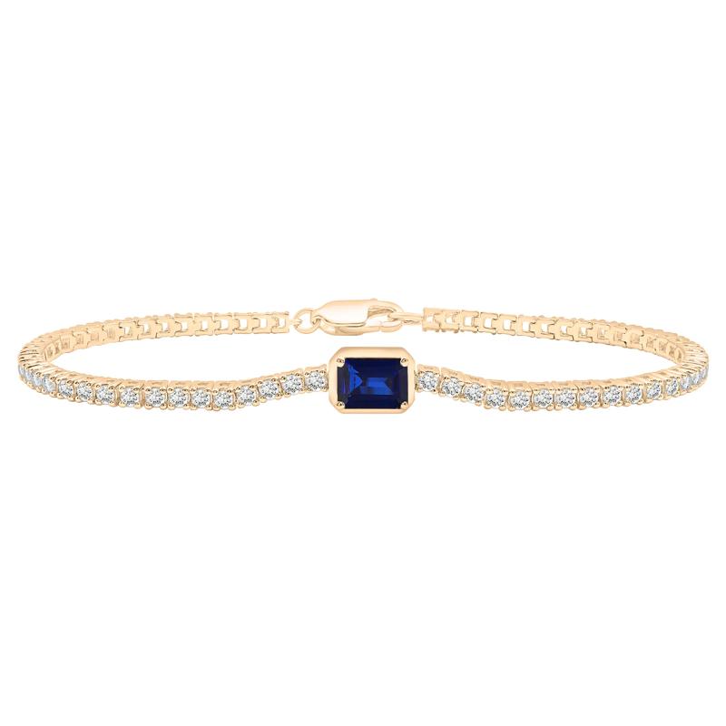Lab-Created Blue Sapphire and Lab-Created White Sapphire Bracelet in Vermeil – Image 1 of 2