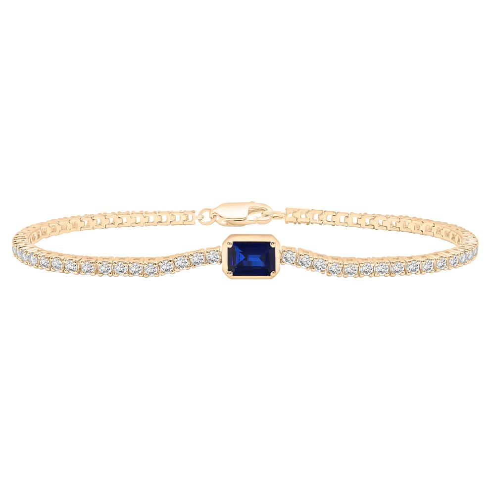 Lab-Created Blue Sapphire and Lab-Created White Sapphire Bracelet in Vermeil – Image 1 of 2