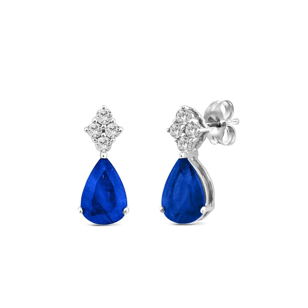Blue Sapphire and Diamond Accent Earrings in 10K White Gold – Image 1 of 2