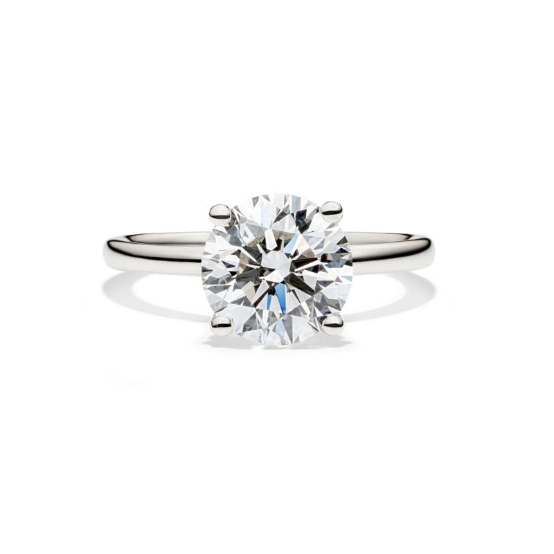Lab Grown Diamond Solitaire Round Engagement Ring in Platinum &#40;3 ct.&#41; – Image 1 of 4