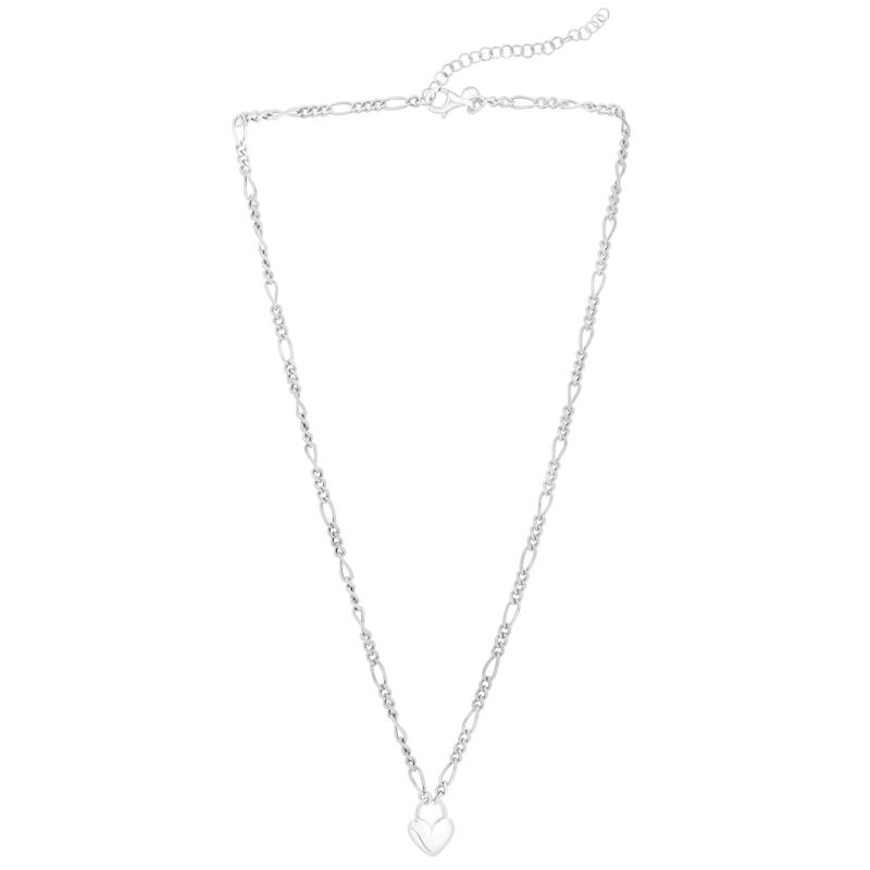 Puffy Heart Padlock Necklace in Sterling Silver – Image 2 of 4
