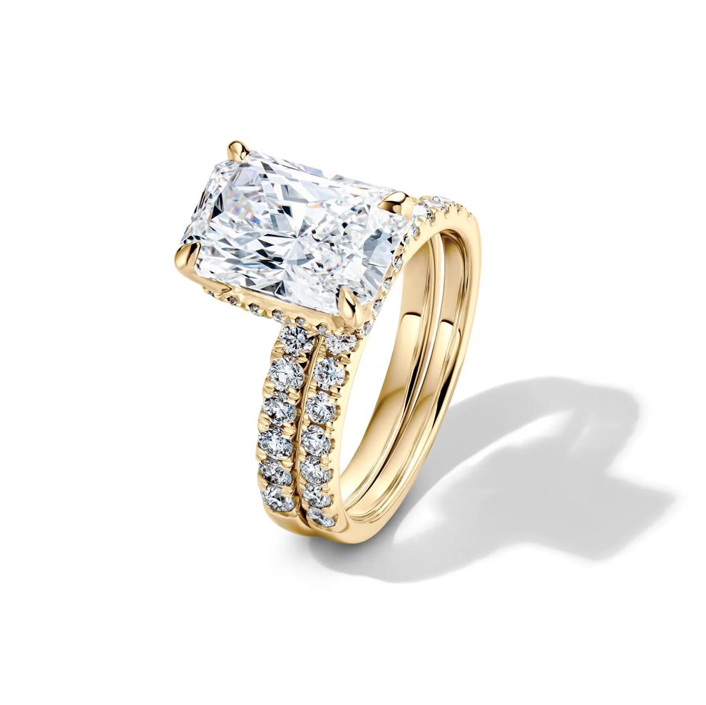 Lab Grown Diamond Radiant-Cut Bridal Set in 14K Yellow Gold (5 ct. tw.) – Image 6 of 6