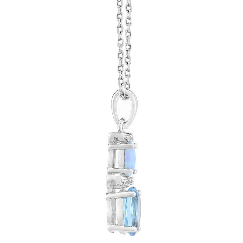 Blue Topaz, Lab-Created Blue Opal &amp; Lab-Created White Sapphire Pendant in Sterling Silver – Image 2 of 3