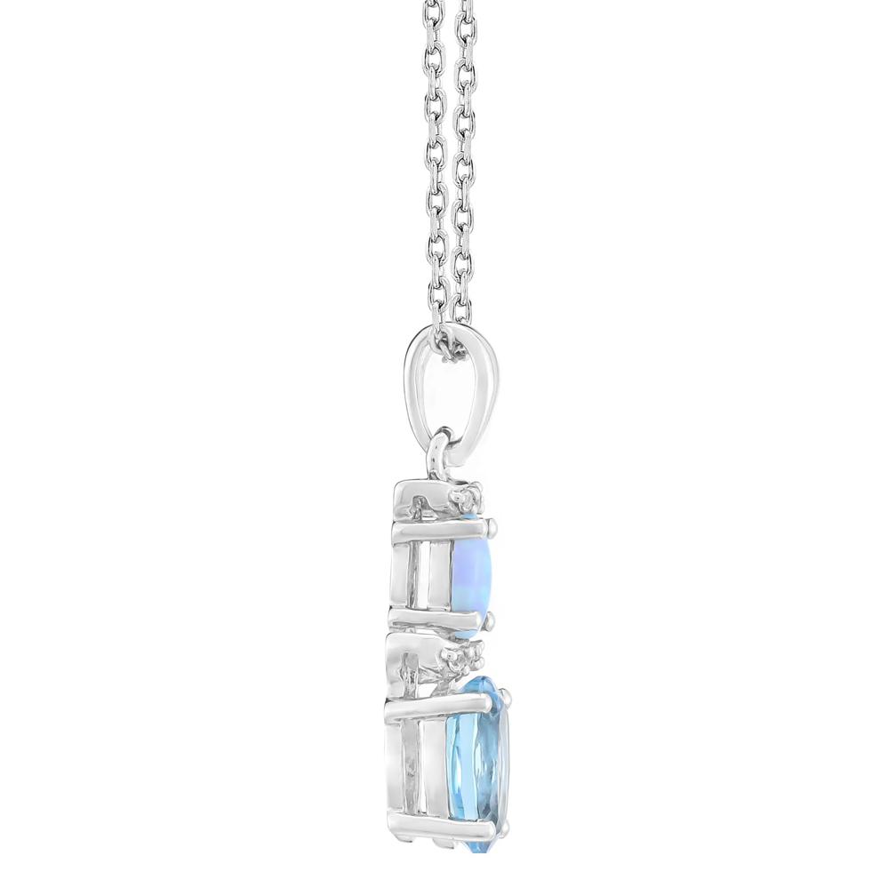 Blue Topaz, Lab-Created Blue Opal &amp; Lab-Created White Sapphire Pendant in Sterling Silver – Image 2 of 3