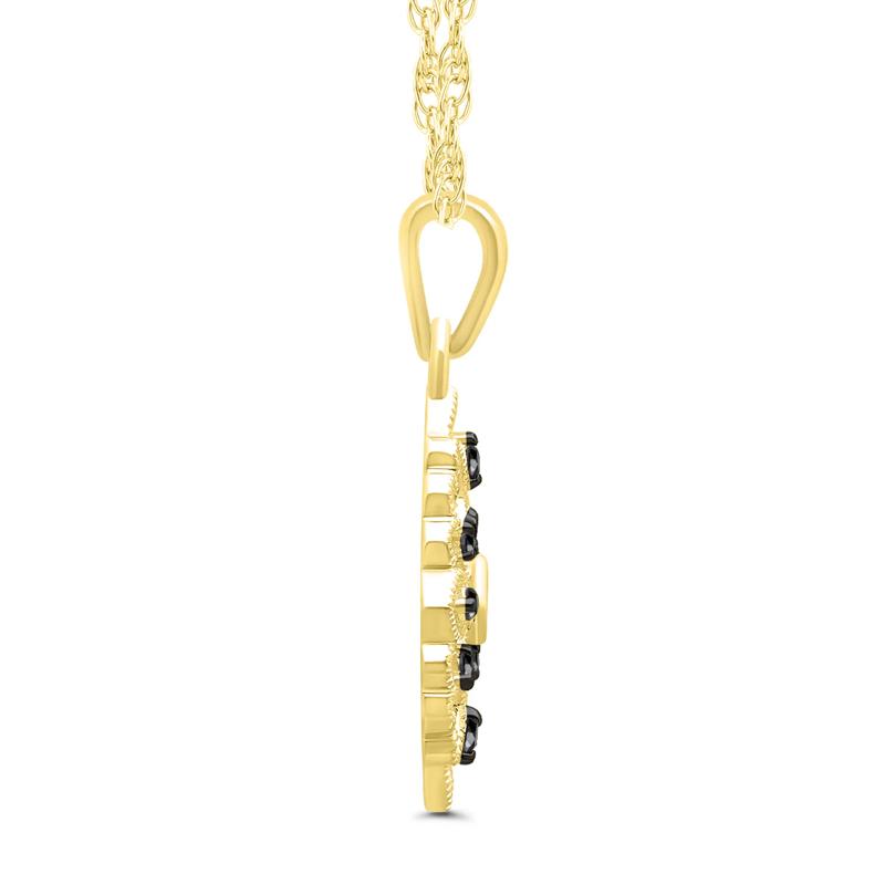 Vintage-Style Milgrain Black Diamond Pendant in 10K Yellow Gold &#40;1/8 ct. tw.&#41; – Image 2 of 3