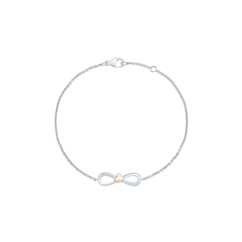 Diamond Accent Heart Infinity Earring &amp; Bracelet Box Set in Sterling Silver and 14K Rose Gold – Image 4 of 4
